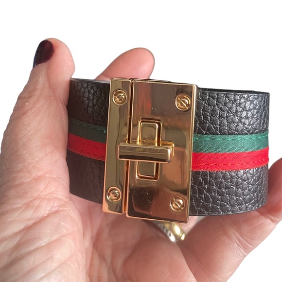 LEATHER CUFF WITH STRIPES - Picture 5 of 6